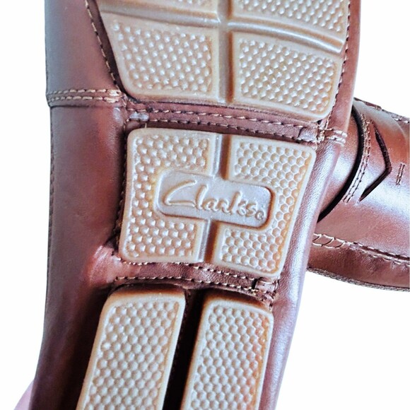 Clarks Collection Mens Shoes Size 11 Brown Leather Driving Loafers NICE Current - Picture 9 of 10